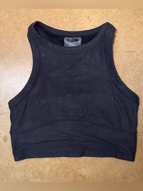 Lululemon Ebb to Train High Neck Ribbed Sports Bra Black Size 4
